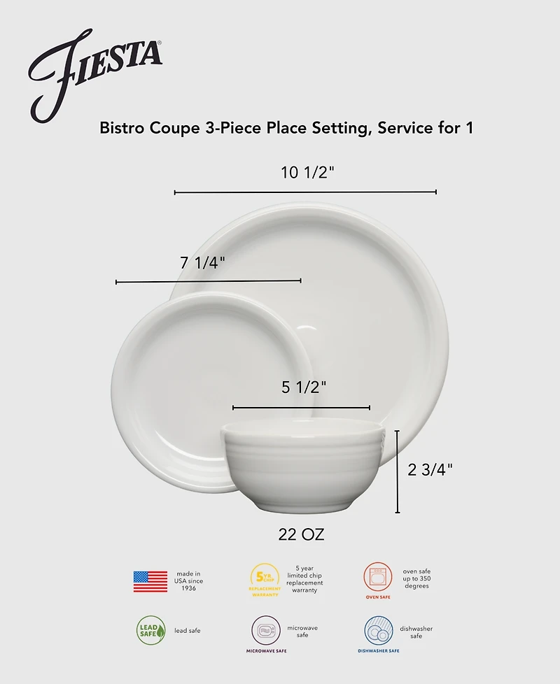 Fiesta Linen Bistro Coupe 3 Piece Place Setting