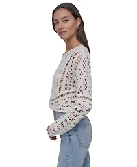 Dkny Jeans Women's Cotton Crochet Sweater - Ivy