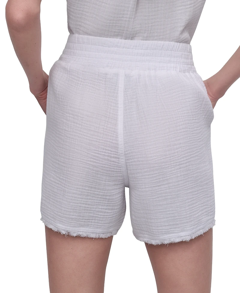 Dkny Jeans Women's Cotton Gauze Pull-On Shorts - Wht