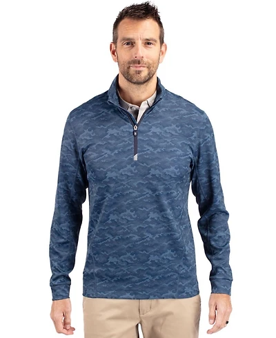 Cutter & Buck Big Tall Traverse Camo Print Stretch Quarter Zip Pullover Jacket