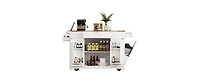 White Mdf Wood Kitchen Cart with Single Door Cabinet and Four Casters