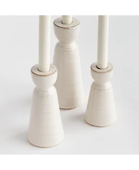Libbey Decorative Indoor Premium Glaze Finish Stoneware Taper Candle Holders Set of 3