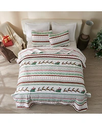 Linery & Co. Holiday Striped Microfiber Quilt Set With Shams