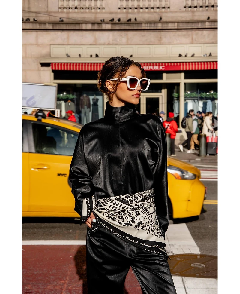 Jessie Zhao New York Double Sided Wool Silk Scarf Of Black Garden