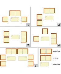 8PCS Rattan Patio Furniture Set Cushioned Sofa Chair Coffee Table