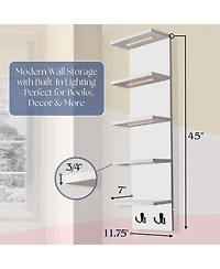 Sorbus 5 Tier Wall Mounted Floating Shelf Unit with Led Lights - Home Decor and Storage Organizer