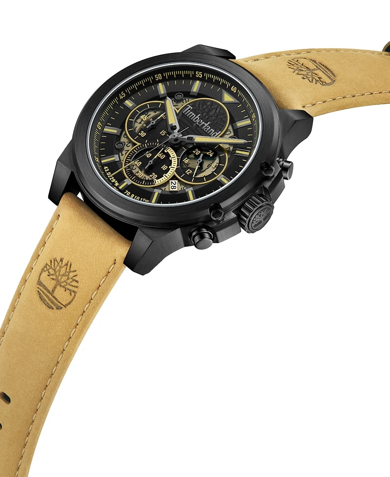 Timberland Men's Dress Sport Tan Genuine Leather Watch, 46mm