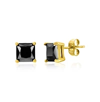 Stainless Steel, 8mm Square Black Cz Studs
