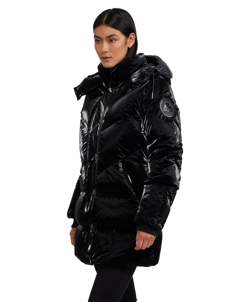 Pajar Women's Estelle Mixed Chevron Quilted Puffer with Detachable Hood