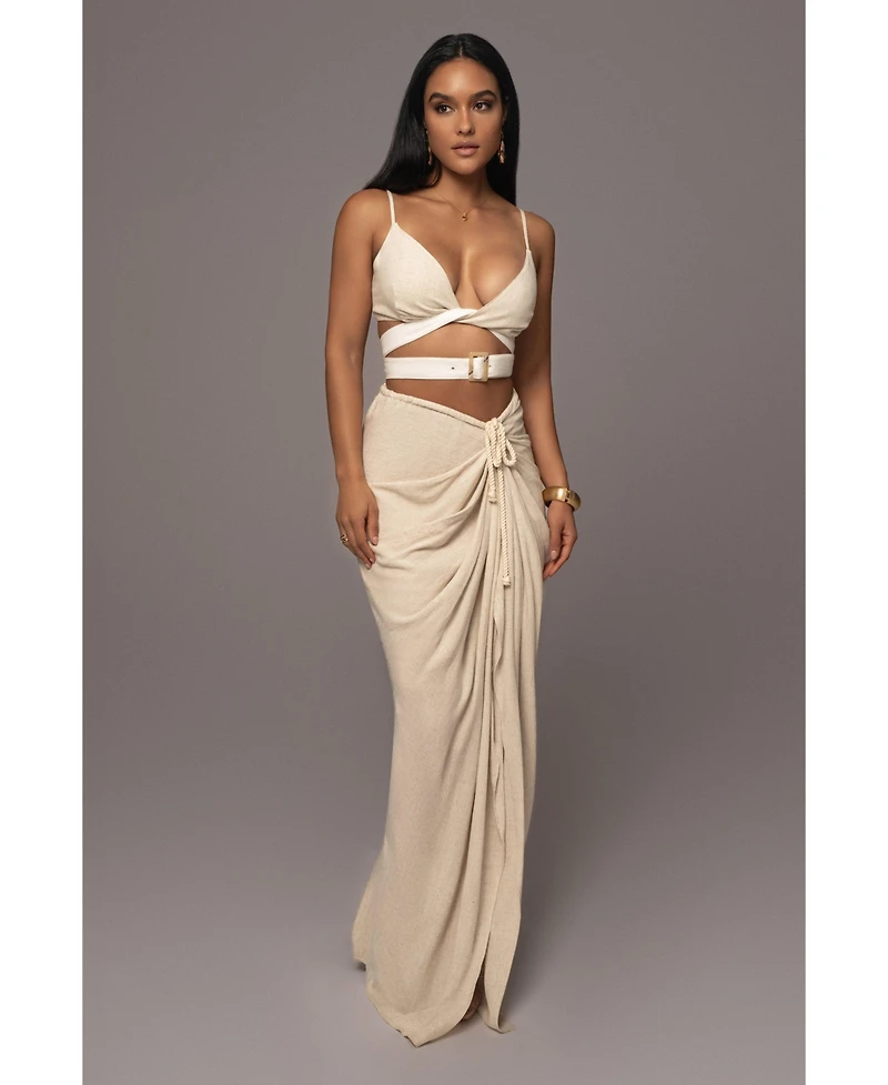Jluxlabel Women's Noelia Linen Slit Skirt