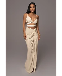 Jluxlabel Women's Noelia Linen Slit Skirt