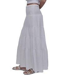 Dkny Jeans Women's Cotton Smocked-Waist Tiered Maxi Skirt