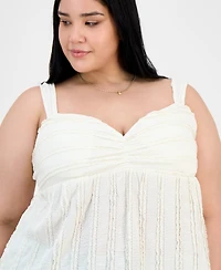 Derek Heart Trendy Plus Lace-Trim Sweetheart-Neck Tank