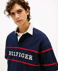 Tommy Hilfiger Men's Americana Colorblock Short Sleeve Rugby Polo Shirt