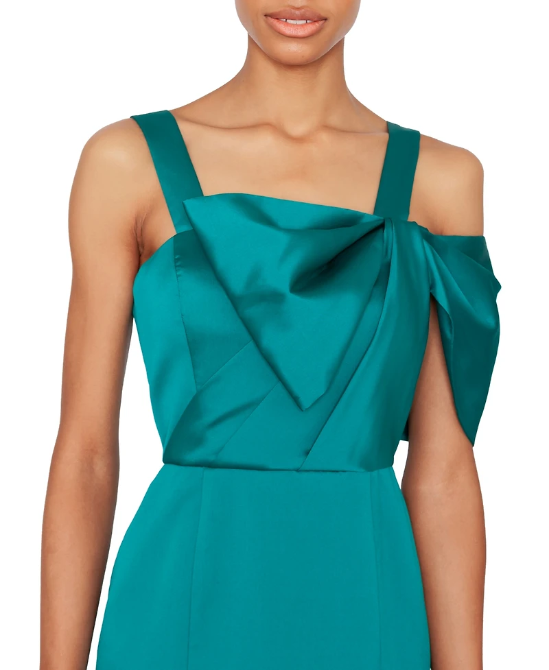 White Tie by Shani Women's Bow-Trim Satin Midi Dress