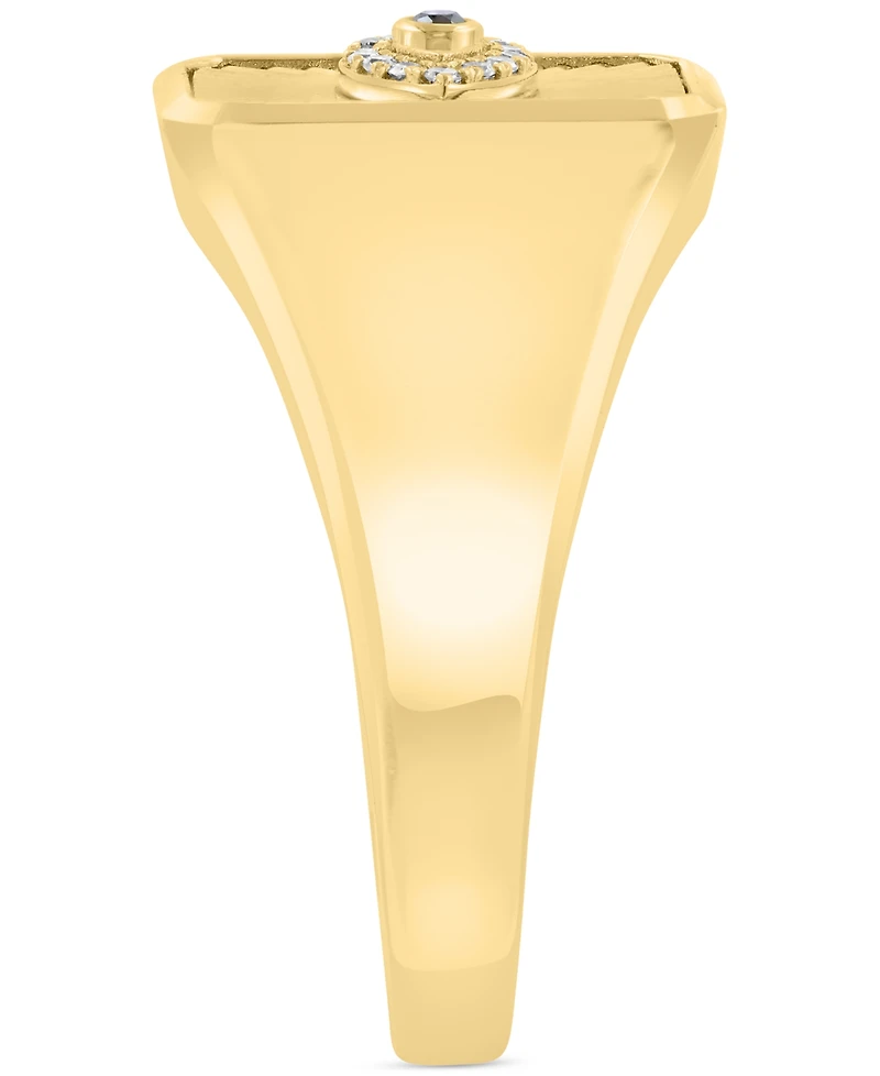 Effy Men's Black & White Diamond Evil Eye Sunray Ring (1/20 ct. t.w.) in 14k Gold