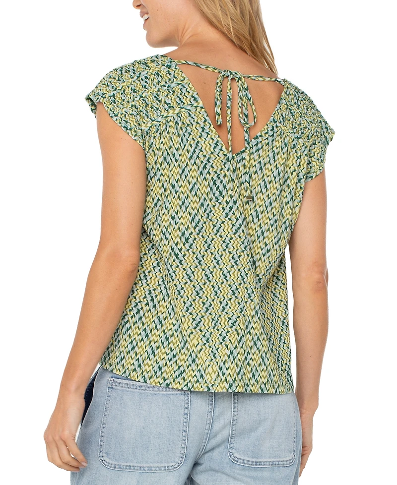 Liverpool Los Angeles Women's Short Sleeve Dolman Tie Back Knit Top