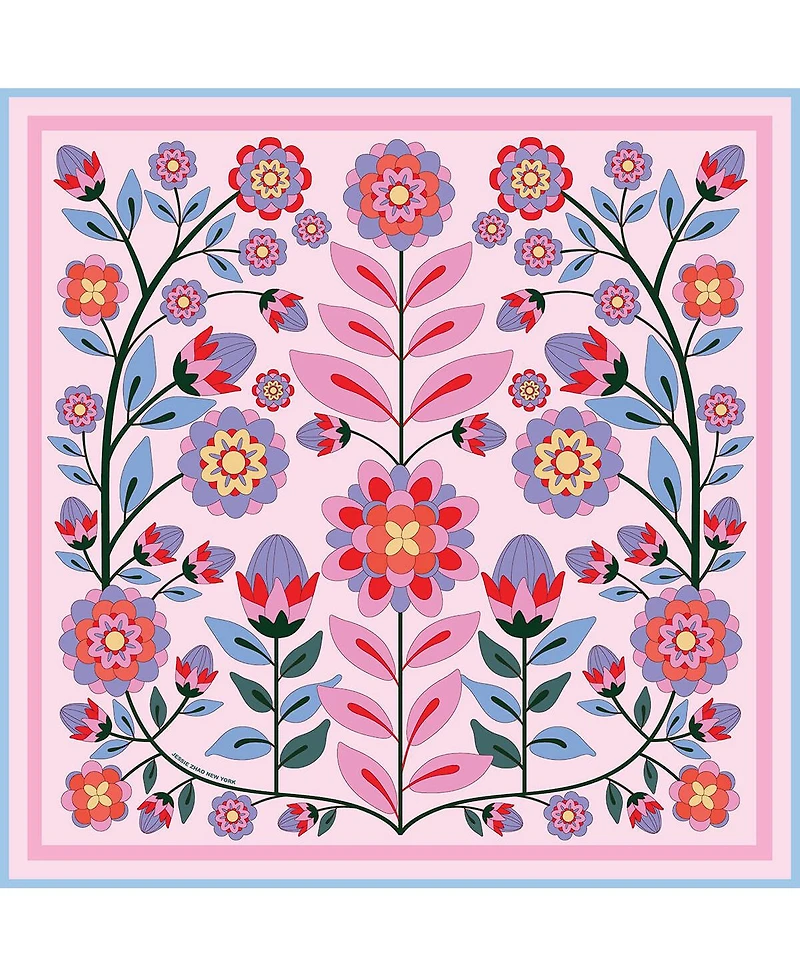 Jessie Zhao New York Double Sided Wool Silk Scarf Of Pink Garden