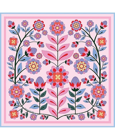 Jessie Zhao New York Double Sided Wool Silk Scarf Of Pink Garden