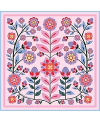 Jessie Zhao New York Double Sided Wool Silk Scarf Of Pink Garden