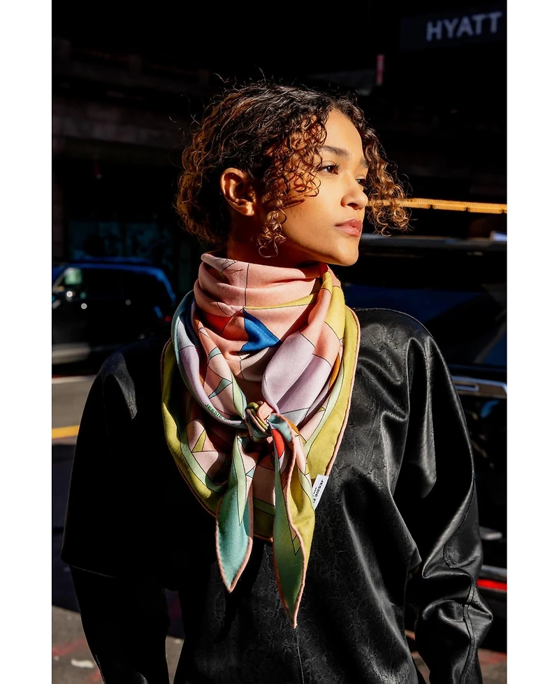 Jessie Zhao New York Double Sided Wool Silk Triangle Scarf Of Color Recombination