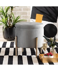 Baxton Studio Malina Contemporary Glam and Luxe Pink Velvet Fabric Upholstered and Gold Finished Metal Storage Ottoman