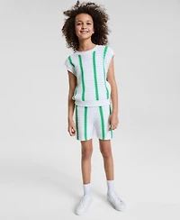Epic Threads Little Big Girls Striped Crochet Knit Top Shorts Exclusively At Macys
