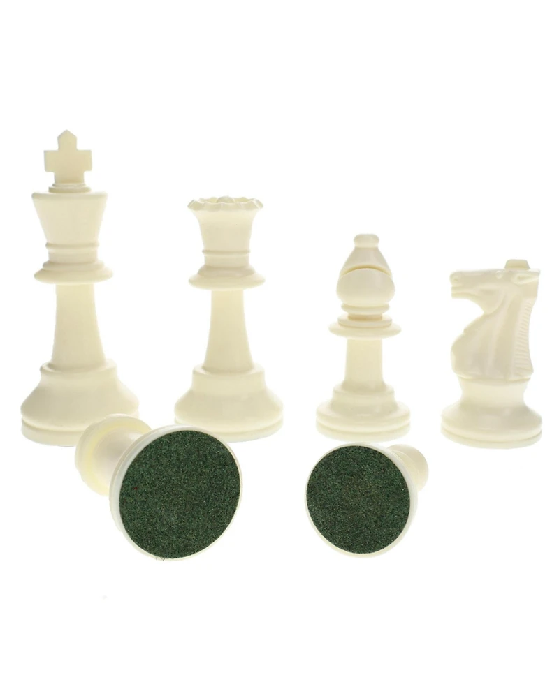We Games Color Bright Plastic Staunton Tournament Chess Pieces with 3.75 in. King - Half Chess Set of Chess Pieces Only, White