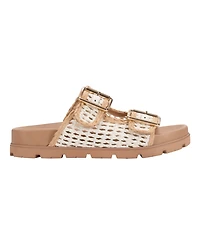 Marc Fisher Ltd Women's Mylan Woven Buckle Straps Flat Sandals