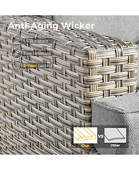 Xizzi Outdoor Patio Furniture Set,6 Pieces Rattan Sectional Set,Outside Coversation Set with Extra Deep Sofa Couch and Solar C