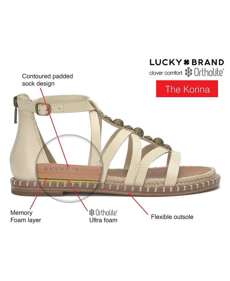 Lucky Brand Women's Korina Embellished Strappy Gladiator Flat Sandals