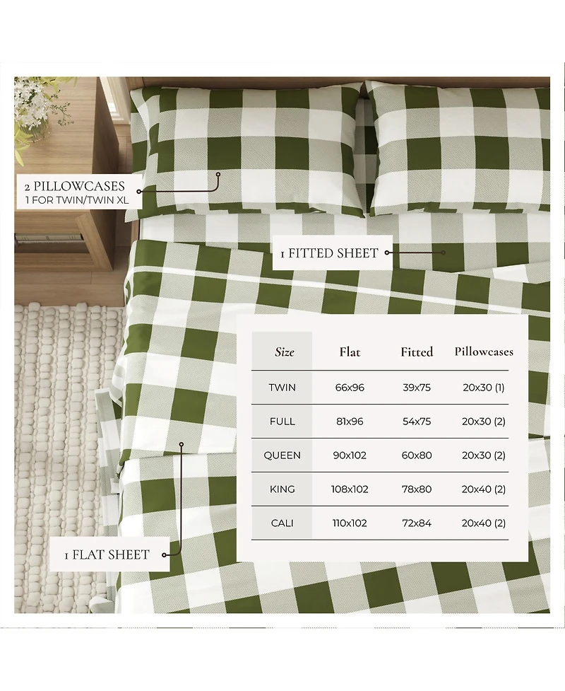 Linery & Co. 100% Turkish Cotton Flannel Printed Sheet Set