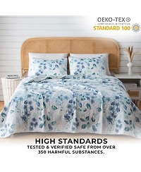 Linery & Co. Watercolor Leaves Microfiber Quilt Set With Shams