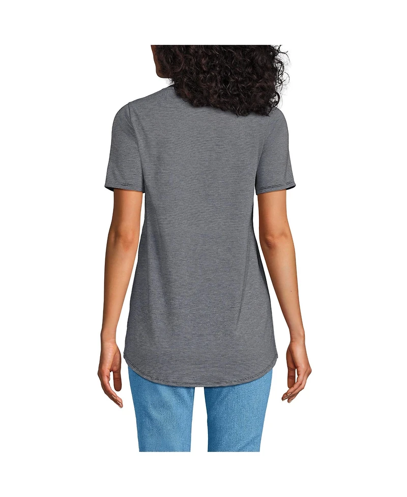 Lands' End Women's Tall Short Sleeve Power Performance Scoop Neck Curved Hem Tunic Tee