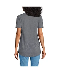Lands' End Women's Tall Short Sleeve Power Performance Scoop Neck Curved Hem Tunic Tee