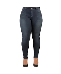 Poetic Justice Plus Size Curvy-Fit Basic 5 Pockets Skinny Jeans Dark 31