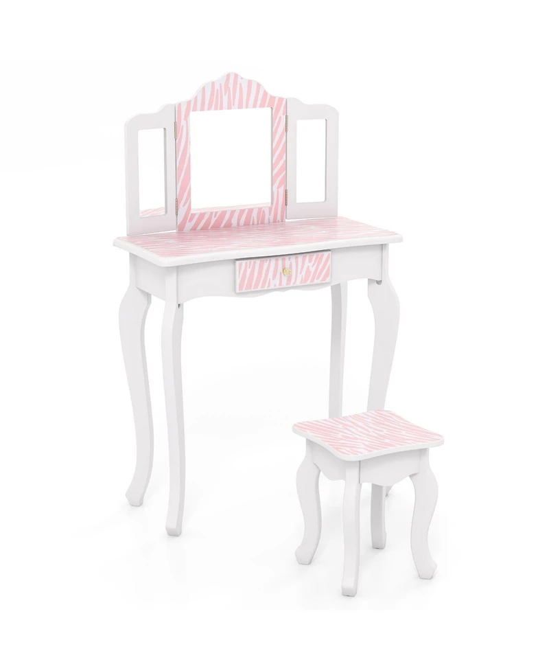 Kids Vanity Set with Drawer and 3 Makeup Accessories