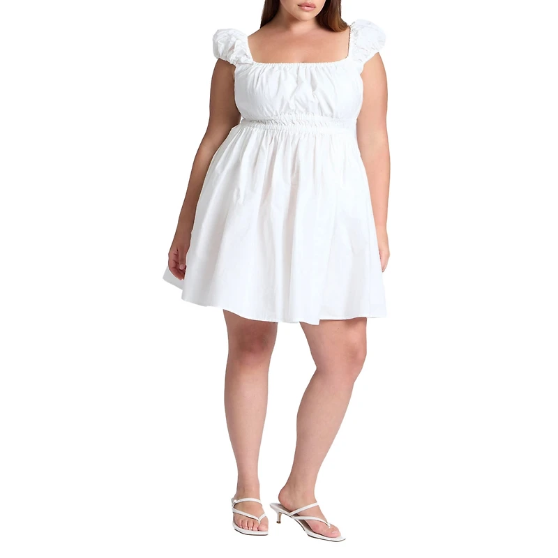 Eloquii Women's Poplin Flare Mini Dress