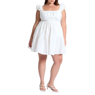 Eloquii Women's Poplin Flare Mini Dress