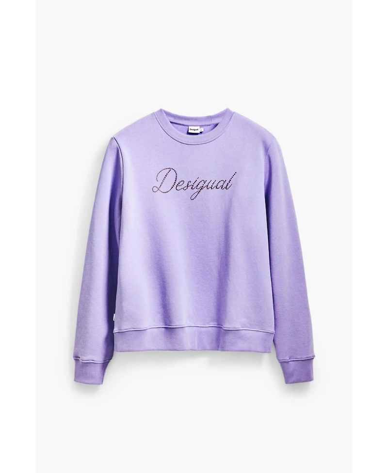 Desigual Women's Sweatshirt with Logo and Rhinestones