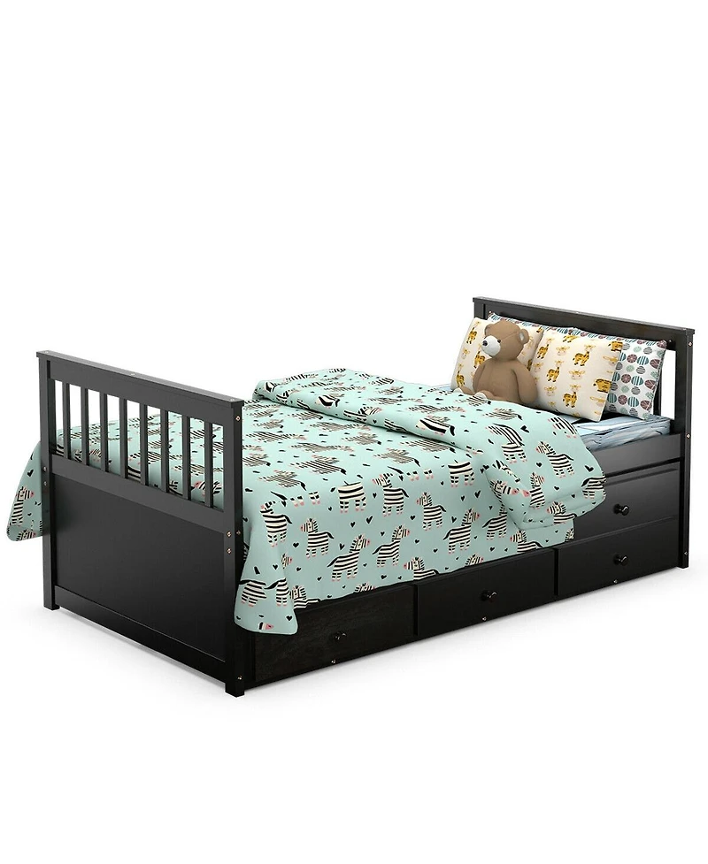 Twin Captain's Bed with Trundle and 3 Storage Drawers