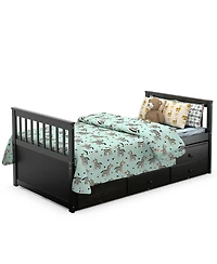 Twin Captain's Bed with Trundle and 3 Storage Drawers