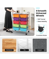 10-Drawer Rolling Storage Cart-Deep