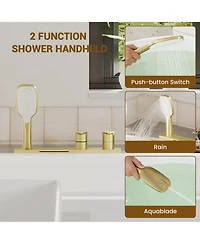 Casainc 2 Handles Deck Mounted Bathroom Tub Faucet Trim with Handshower