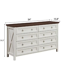 Farmhouse 8 Drawers Dresser Chests for Bedroom, Wood Rustic Tall Chest of Drawers, Dressers Organizer for Bedroom, Living Room, Hallway
