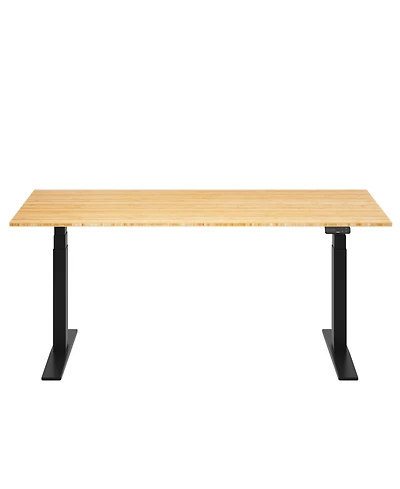 Flexispot E7-commercial 72 W Electric Adjustable Standing Desk, Bamboo Top, Black Base