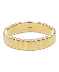 Devata Ribbed Band Ring in 14K Gold, Size 5, approx. 2.5 grams