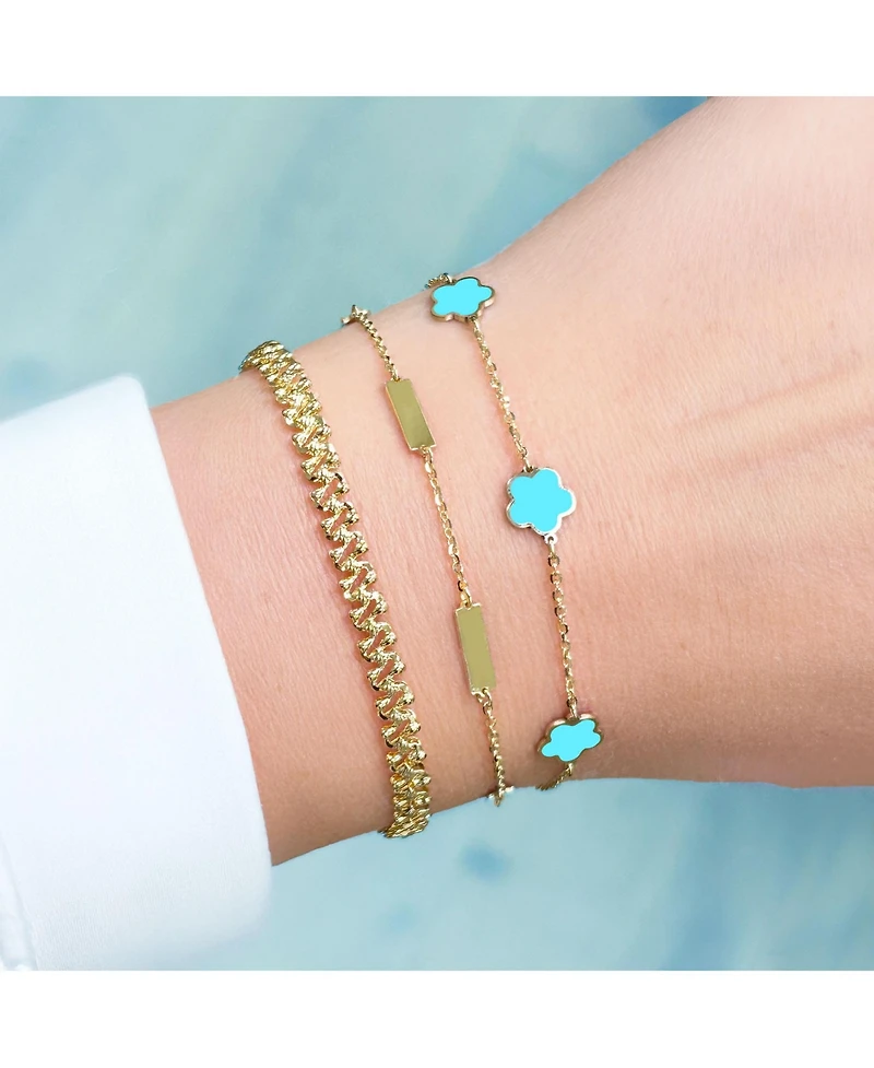 The Lovery Turquoise Flower Bracelet 14K Gold