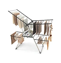 2-Tier Clothes Drying Rack with 33 Drying Rails and Height Adjustable Gullwings