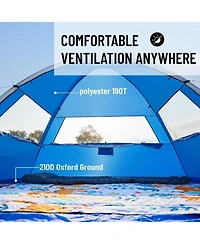 EchoSmile Beach Tent Sun Shelter for 3 Person, Beach Canopy Sun Protection Upf 50+, Easy Setup & Lightweight & Portable Cabana Tent Sun Shade for Baby